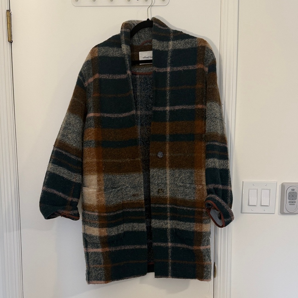 Aritzia Wilfred Free Plaid Double Button Coat